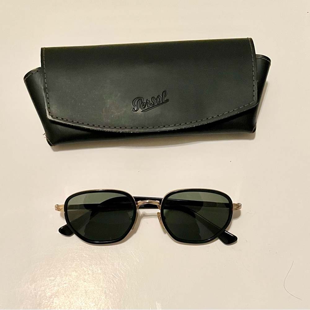 Persol PO2471-S 1097/58 Gold Black Polarized Unisex Sunglasses 50-21 Italy+Case